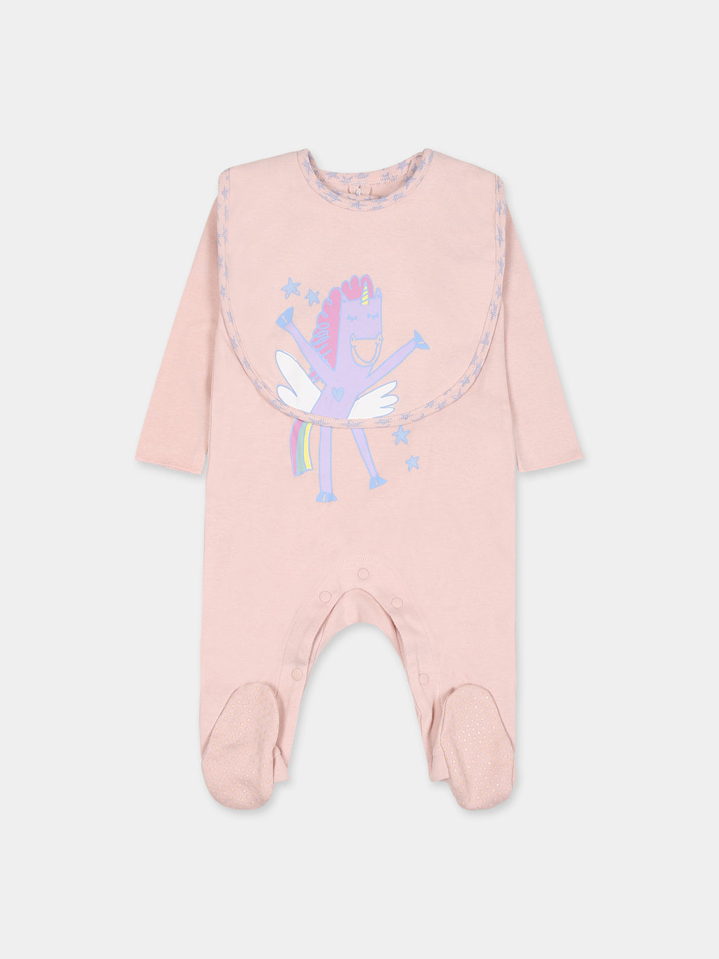 Pink set for baby girl with printed unicorn